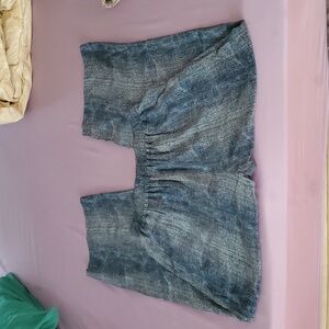 100% Mulberry Silk Blue Textured Pants,